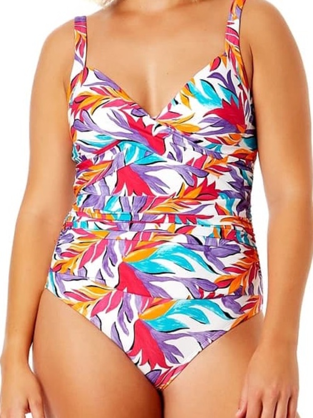 Anne Cole: One Piece Dance Floor Palm Underwire Surplice Swimsuit Plus-Size/ 16W